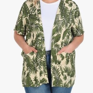 NWT Shiaili Women Plus Light  Summer Cover Up Rayon Shortsleeve Open Front.